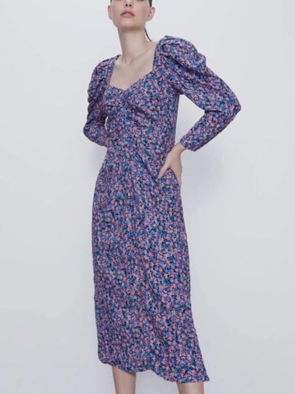 Zara Floral Midi Dress Sz M